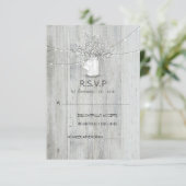 Rustic Mason Jar Baby's Breath Wedding RSVP Kaarte Kaartje (Staand voorkant)