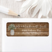 Rustic Mason Jar Babys Breatreturn Address Label (Insitu)