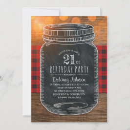 Rustic Mason Jar Backyard 21st Birthday Party Kaart
