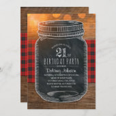 Rustic Mason Jar Backyard 21st Birthday Party Kaart (Voorkant / Achterkant)