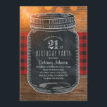 Rustic Mason Jar Backyard 21st Birthday Party Kaart<br><div class="desc">Rustic Mason Jar Backyard 21st Birthday Party Invitations. Functie van een pickniceltafelkleed,  een krijtbord dat is gevormd als een moeraspot en een geweldige typografie. Deze uitnodiging is geweldig voor verjaardagsfeesten in de achtertuin,  picknick,  land,  tuin,  enz. Ontworpen door superdazzle.com</div>