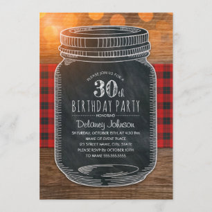 Rustic Mason Jar Backyard 30th Birthday Party Kaart