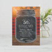 Rustic Mason Jar Backyard 50th Birthday Party Kaart (Staand voorkant)