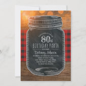 Rustic Mason Jar Backyard 80th Birthday Party Kaart (Voorkant)