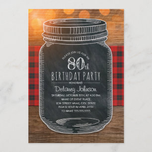 Rustic Mason Jar Backyard 80th Birthday Party Kaart