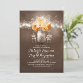 Rustic Mason Jar Barn Lights Engagement Party Kaart (Staand voorkant)