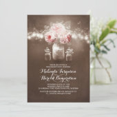 Rustic Mason Jar Barn Lights Engagement Party Kaart (Staand voorkant)