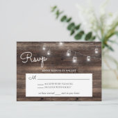 Rustic Mason Jar Barn Wood RSVP Kaartje (Staand voorkant)