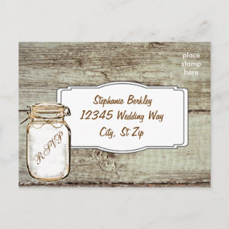 Rustic Mason Jar Barn Wood Wedding RSVP Briefkaart