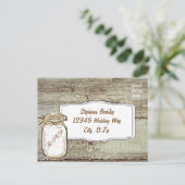 Rustic Mason Jar Barn Wood Wedding RSVP Briefkaart (Staand voorkant)