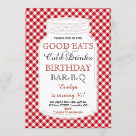 Rustic Mason Jar Birthday BBQ Uitnodiging