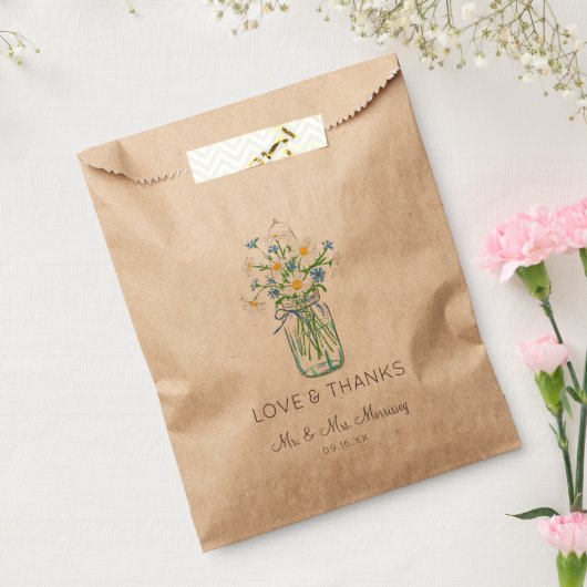 Rustic Mason Jar bloemen Favor Bedankzakje (Gezegeld)