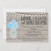 Rustic Mason Jar Blue Bridal Shower Kaart (Voorkant)