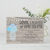 Rustic Mason Jar Blue Bridal Shower Kaart (Staand voorkant)