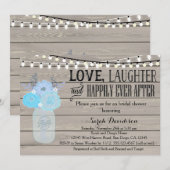 Rustic Mason Jar Blue Bridal Shower Kaart (Voorkant / Achterkant)