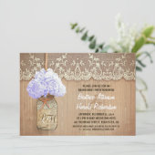 Rustic Mason Jar Bluehordrangea verlovingsfeest Kaart (Staand voorkant)