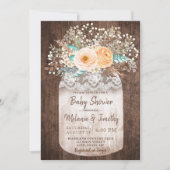 Rustic Mason Jar Boho Baby Shower Uitnodigingen (Voorkant)