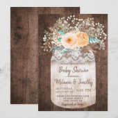 Rustic Mason Jar Boho Baby Shower Uitnodigingen (Voorkant / Achterkant)