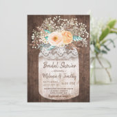 Rustic Mason Jar Boho Bridal Shower Invitations Kaart (Staand voorkant)