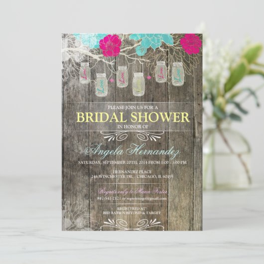 Rustic Mason Jar Bridal Shower Kaart (Staand voorkant)