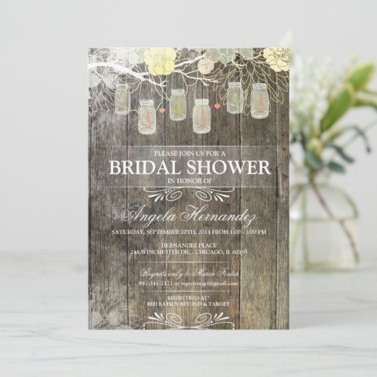 Rustic Mason Jar Bridal Shower Kaart (Staand voorkant)