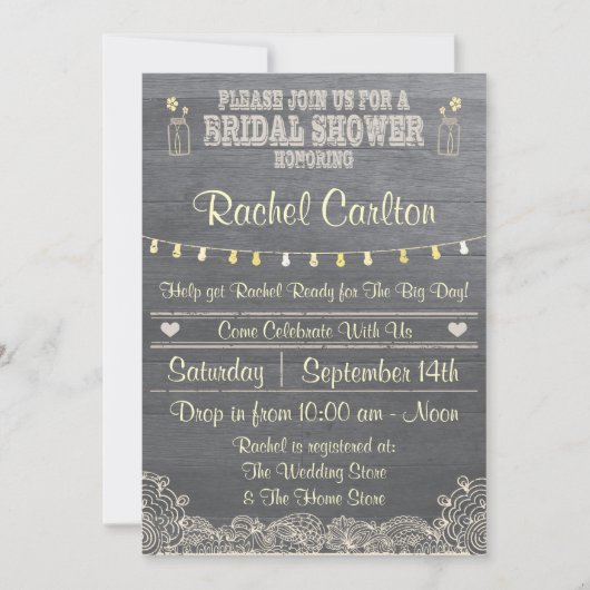 Rustic Mason Jar Bridal Shower Kaart (Voorkant)