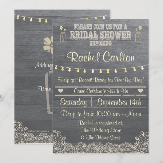 Rustic Mason Jar Bridal Shower Kaart (Voorkant / Achterkant)