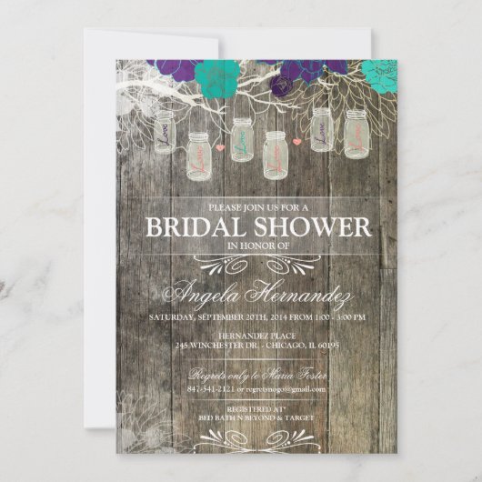 Rustic Mason Jar Bridal Shower Kaart (Voorkant)
