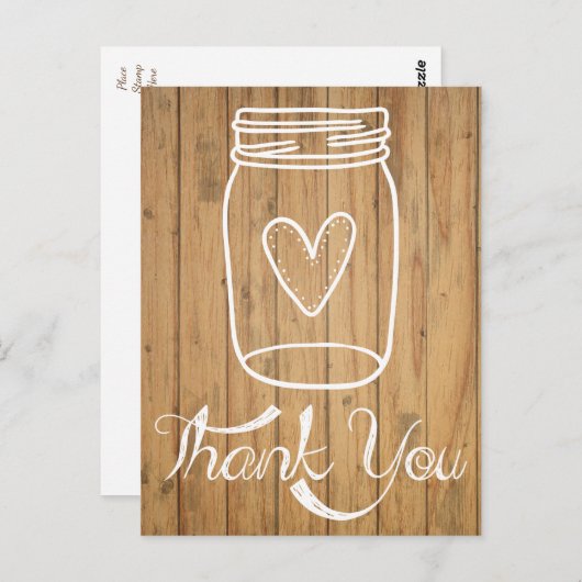 Rustic Mason Jar Brown Wood Briefkaart (Voorkant / Achterkant)