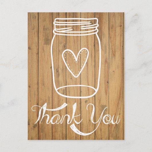 Rustic Mason Jar Brown Wood Briefkaart (Voorkant)