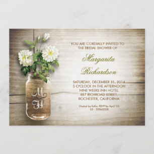 Rustic Mason Jar Bruids Douche Uitnodigingen