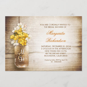 Rustic Mason Jar Bruids Douche Uitnodigingen