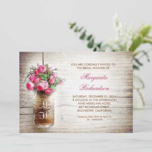 Rustic Mason Jar Bruids Douche Uitnodigingen (Staand voorkant)
