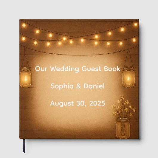 Rustic Mason Jar bruiloft gastenboek (Voorkant)