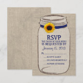 Rustic Mason Jar & Burlap and Sunflower RSVP-kaart RSVP Kaartje (Voorkant / Achterkant)