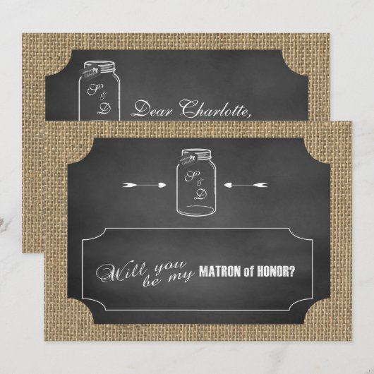 Rustic Mason Jar Burlap is mijn matroos Kaart (Voorkant / Achterkant)
