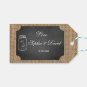 Rustic Mason Jar Burlap Wedding Custom Cadeaulabel (Voorkant (Horizontaal))