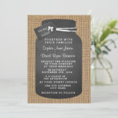 Rustic Mason Jar Burlap Wedding Invitations Kaart (Staand voorkant)
