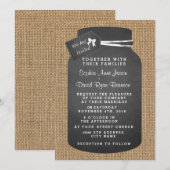 Rustic Mason Jar Burlap Wedding Invitations Kaart (Voorkant / Achterkant)