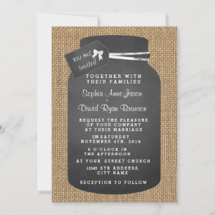 Rustic Mason Jar Burlap Wedding Invitations Kaart