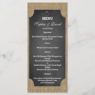 Rustic Mason Jar Burlap Wedding Menu