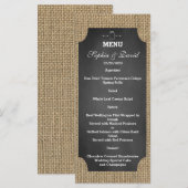 Rustic Mason Jar Burlap Wedding Menu (Voorkant / Achterkant)