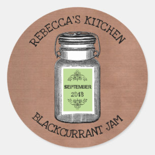 Rustic Mason Jar  Canning   Jam Ronde Sticker