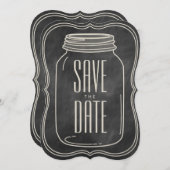 RUSTIC MASON JAR | CHALKBOARD BEWART DE DATUM SAVE THE DATE (Voorkant / Achterkant)