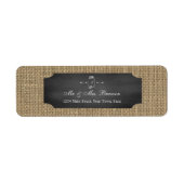 Rustic Mason Jar Chalkboard Burlap Wedding Etiket (Voorkant)