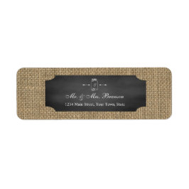 Rustic Mason Jar Chalkboard Burlap Wedding Etiket