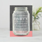 Rustic Mason Jar Chalkboard Housewarming Party Kaart (Staand voorkant)