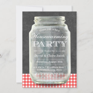 Rustic Mason Jar Chalkboard Housewarming Party Kaart