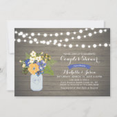 Rustic Mason Jar Couples Wedding Shower Kaart (Voorkant)