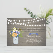 Rustic Mason Jar Couples Wedding Shower Kaart (Staand voorkant)